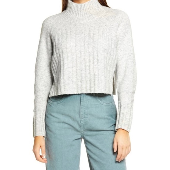 TOPSHOP CROP SWEATER CREAM HEATHER HINTS IF GRAY SIZE X LARGE - Picture 2 of 8